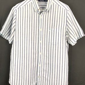 Nautica Vertical Striped Short Sleeve Button Up